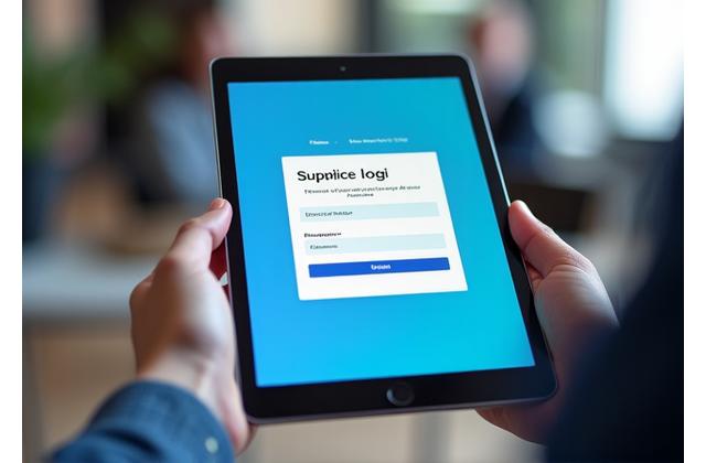 User login screen for an employee self-service portal on a tablet